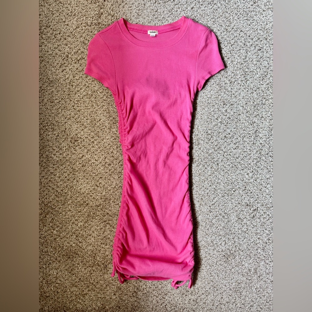 Garage Hot Pink Cinched Bodycon Dress